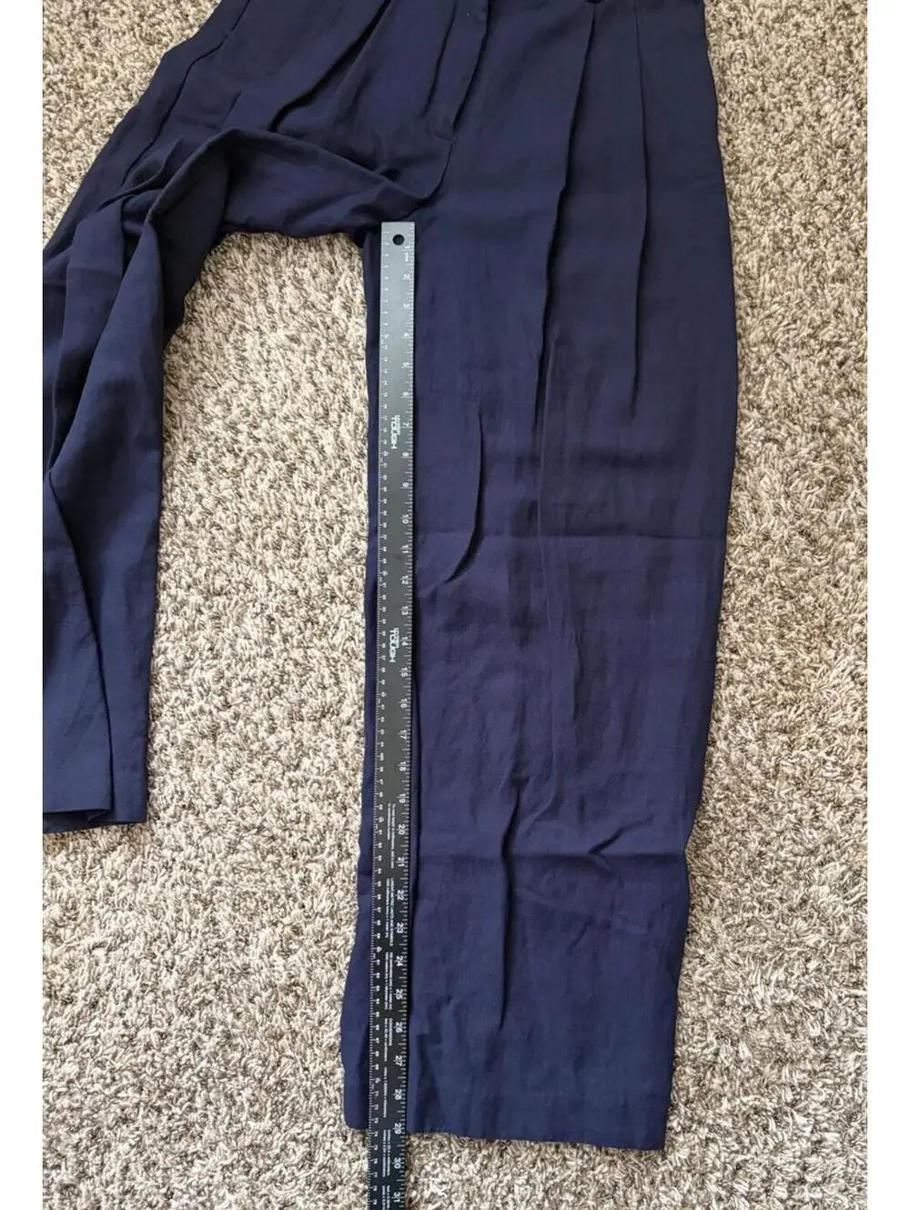 Aritzia Babaton Linen Blend Navy Blue Wide Leg Dress Pants Women’s Size 0